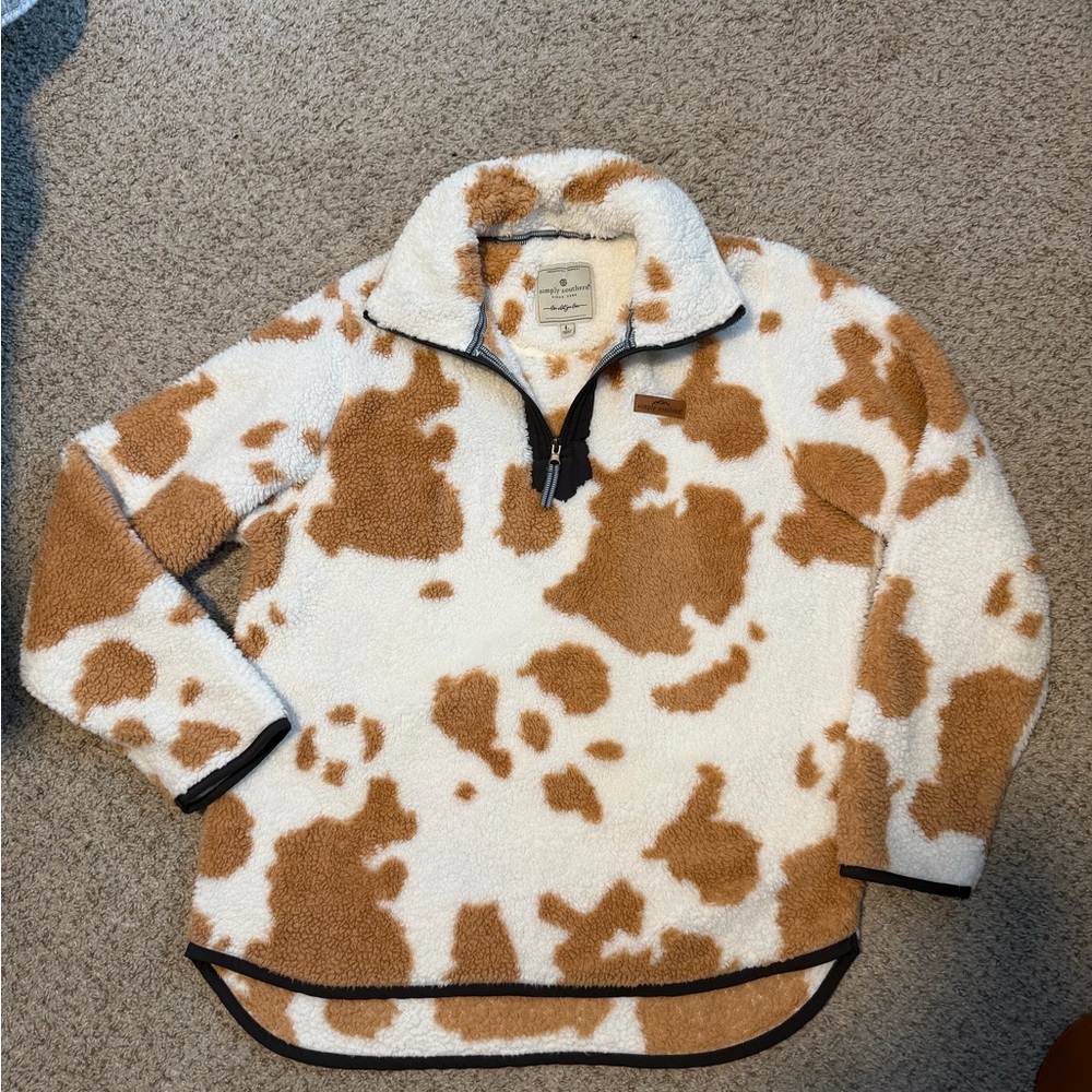 Simply Southern Cow Print Sherpa Pullover